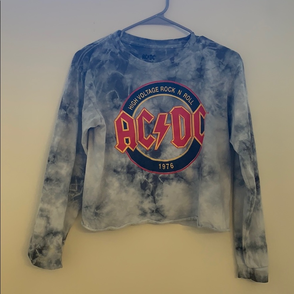 Cropped sweatshirt- AC/DC tie dye